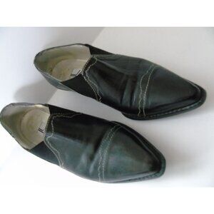 Vtg Women's Shoes Jazz Designer Slip On Black Leather Pointy Toe Size 6 M Spain
